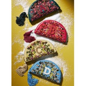 Anthro T Beaded Monogram Pouch T